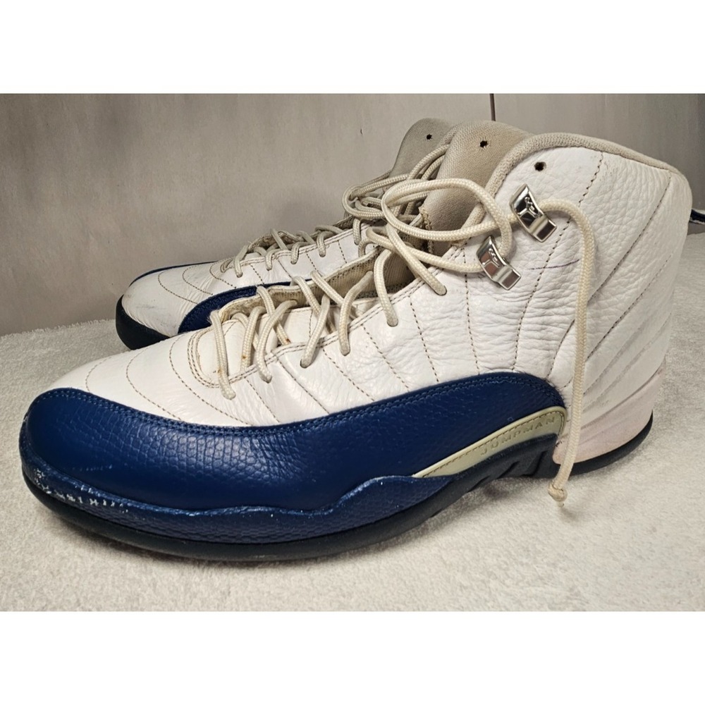 Jordan 12 Retro White Blue Men's Size 12 Basketball Sneakers Shoes